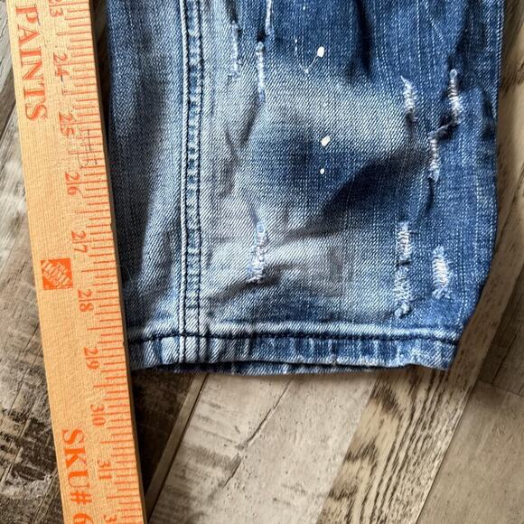 Dsquared2 Mens Blue Distressed Paint Splatter Straight Jeans Denim IT 50 US 34 - Picture 6 of 9